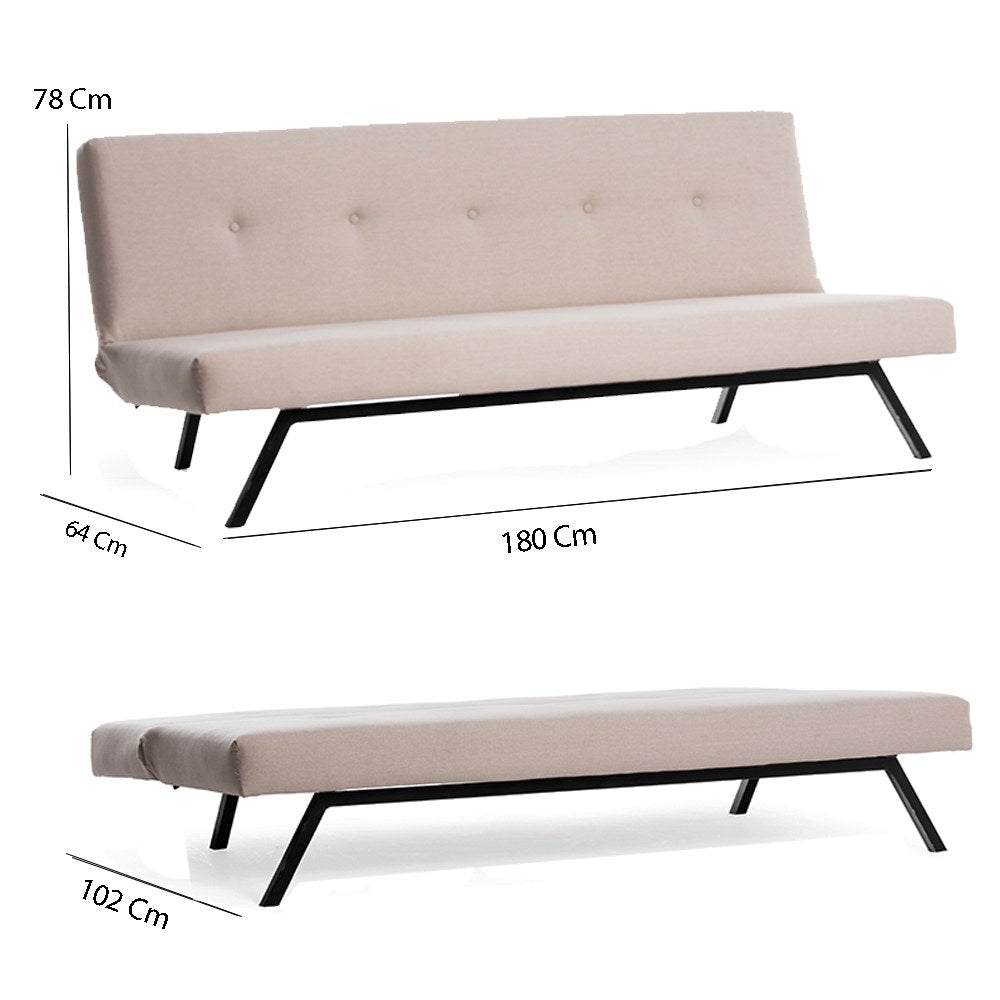 Slaapbanken - Slaapbank Zoly Crème Stof 3 - Zits - 180 cm - Zonder armleuningen - Zoly - Dimehouse