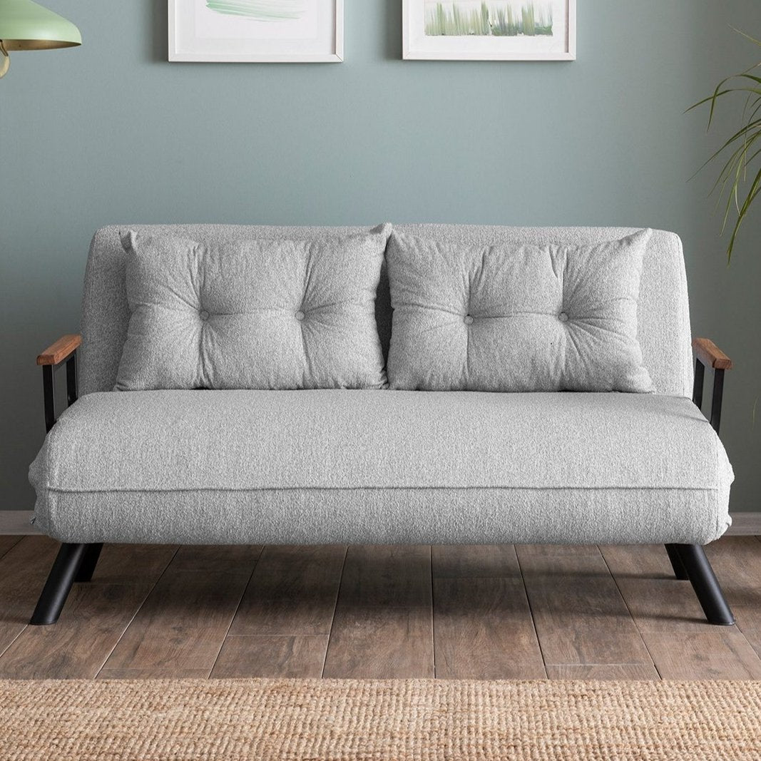2-seater Sofa Bed Sando Gray Teddy Fabric