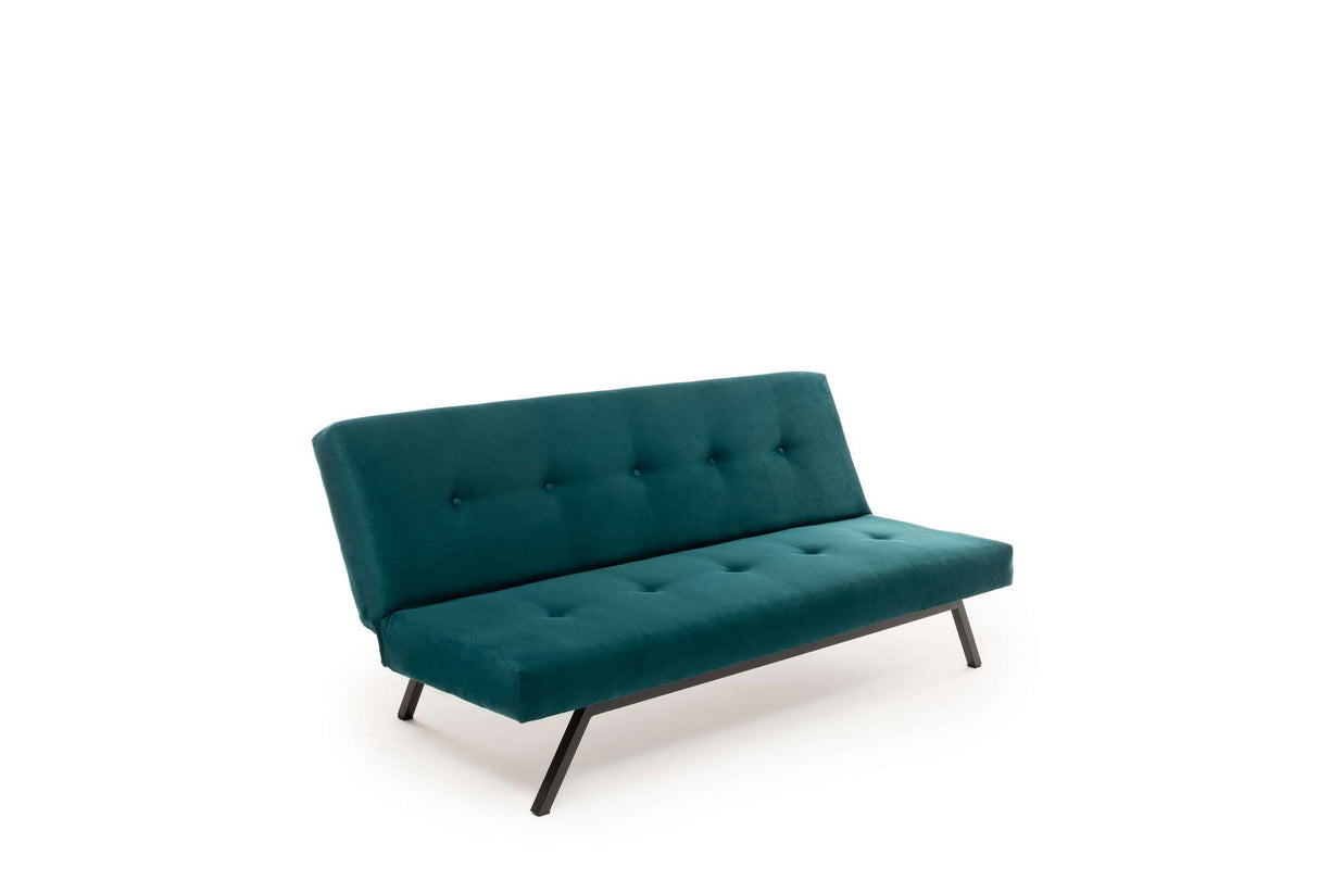 3-Seater Sofa Bed Zoly Petrol Green Fabric - 180 cm - Without Armrests - Button-Tufted