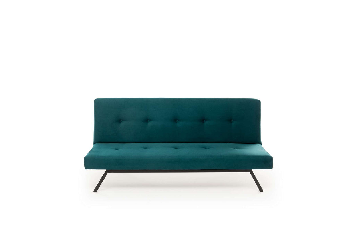 3-Seater Sofa Bed Zoly Petrol Green Fabric - 180 cm - Without Armrests - Button-Tufted