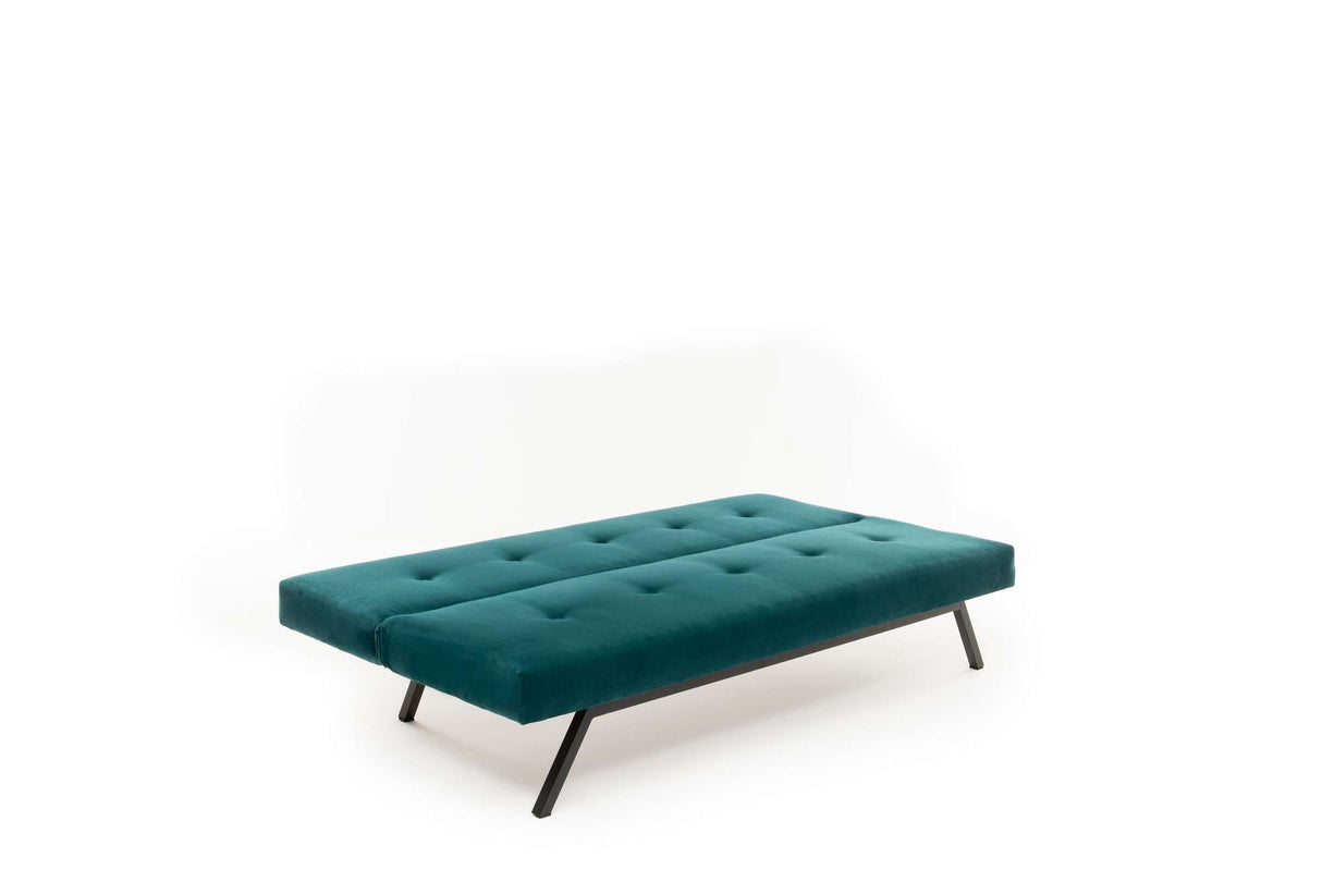 3-Seater Sofa Bed Zoly Petrol Green Fabric - 180 cm - Without Armrests - Button-Tufted