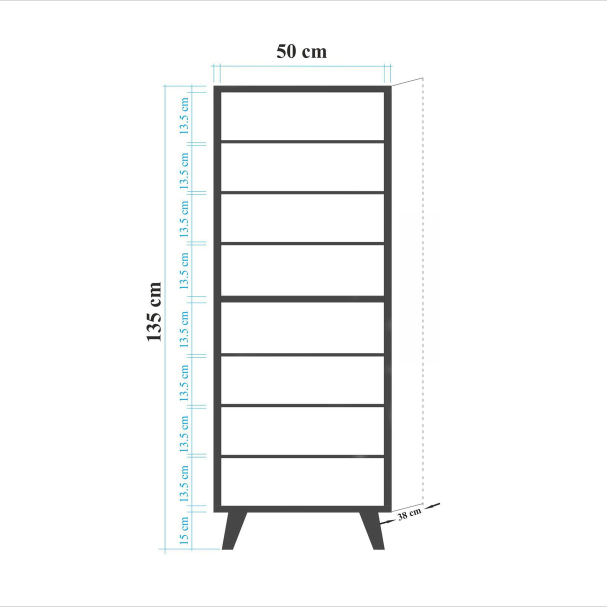Shoe cabinets - Shoe cabinet Filinta Sonoma Oak Drawing Melamine 50x135x38 cm - Dimehouse