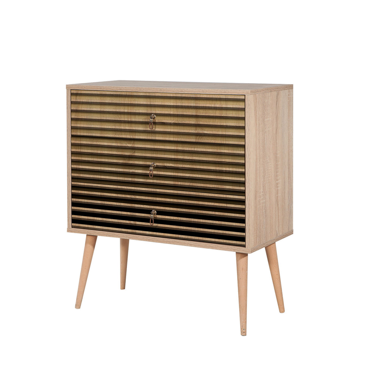 Chests of drawers - Chest of drawers Trio Sonoma Oak Melamine 80x90x40 cm - Dimehouse