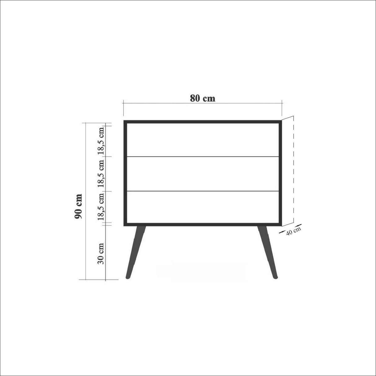 Chests of drawers - Chest of drawers Trio Sonoma Oak Melamine 80x90x40 cm - Dimehouse