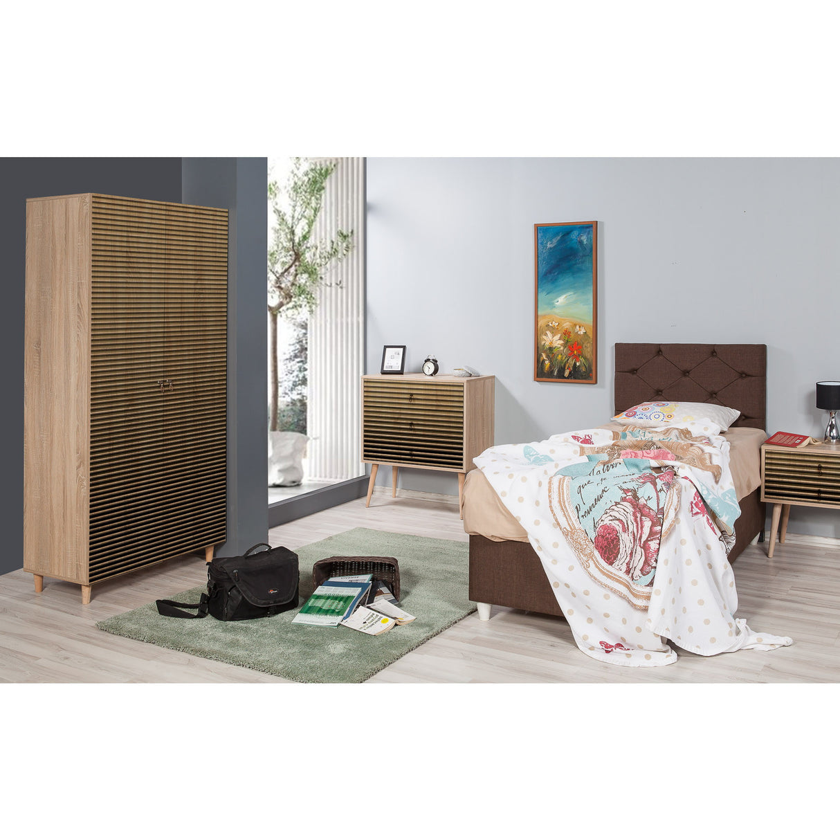 Wardrobe Silent Sonoma Oak Melamine 90x192x52 cm
