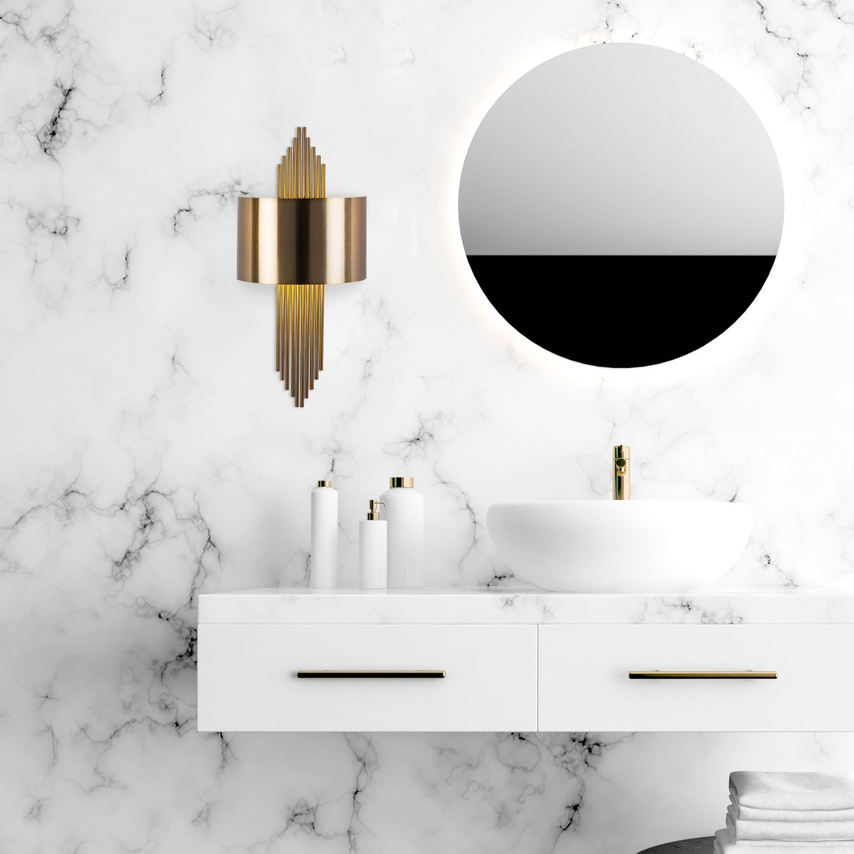 Wall lamp 1-light Brass Gold Metal Andes