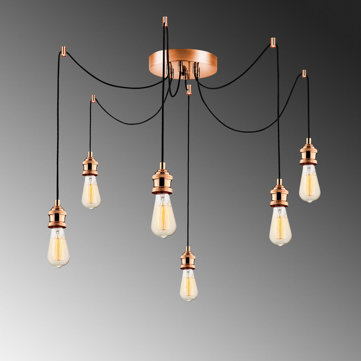 Pendant lamp 6-light Copper-colored Metal Maris