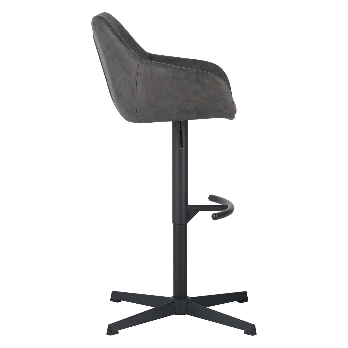 Venom Bar Stool Anthracite Eco-leather - Adjustable Swivel Bar Chair with Armrest