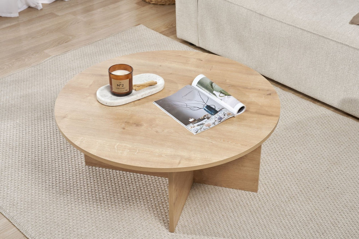 Round coffee table Dakota oak melamine 90x90x40 cm