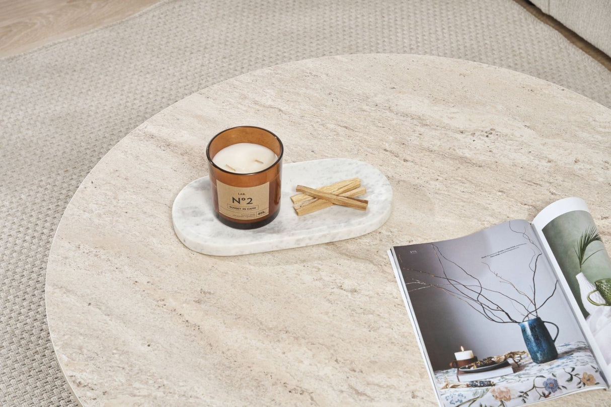 Round coffee table Dakota travertine melamine 90x90x40 cm