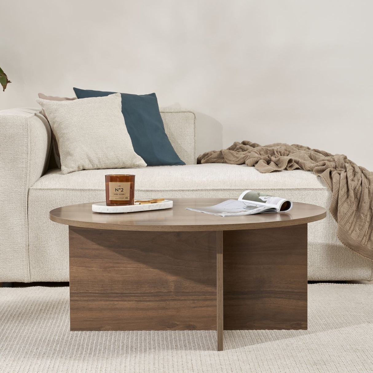 Round coffee table Dakota walnut melamine 90x90x40 cm