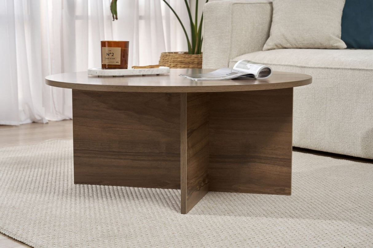 Round coffee table Dakota walnut melamine 90x90x40 cm
