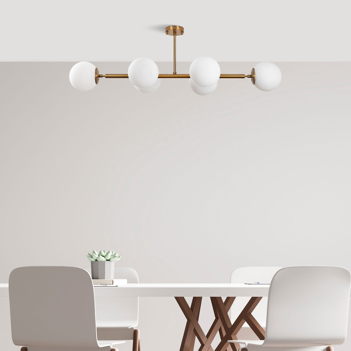 Pendant lamp 6-light Bronze-colored Glass Radiance