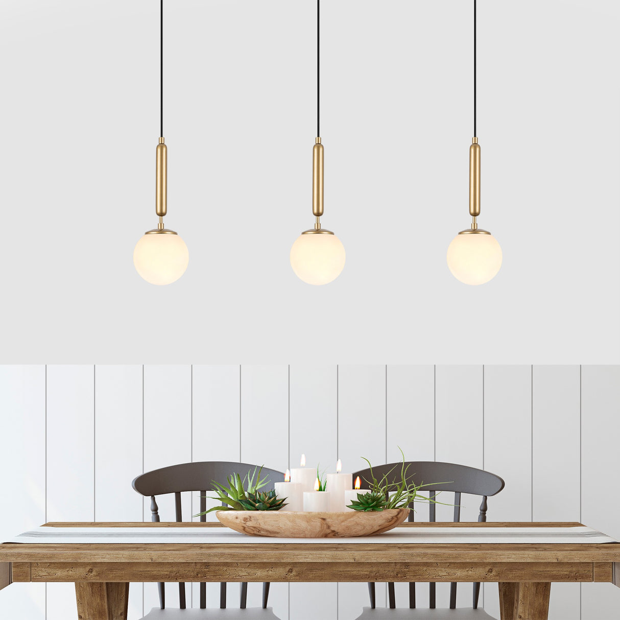 Pendant lamp 1-light Gold Glass Cascade