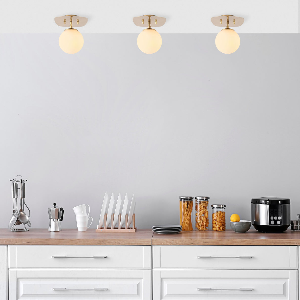 Ceiling lamp 1-light Gold Glass Axel