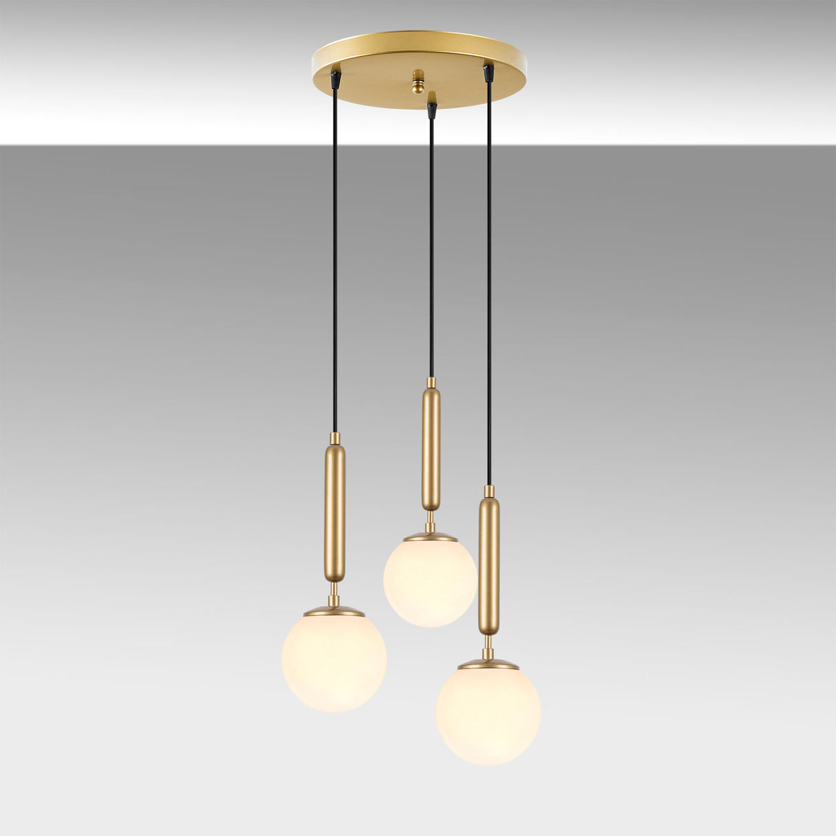 Pendant lamp 3-light Gold Glass Cascade