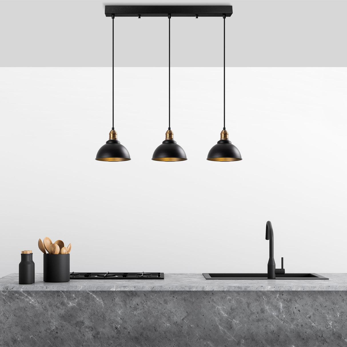 Pendant lamp 3-light Black Metal Lynx
