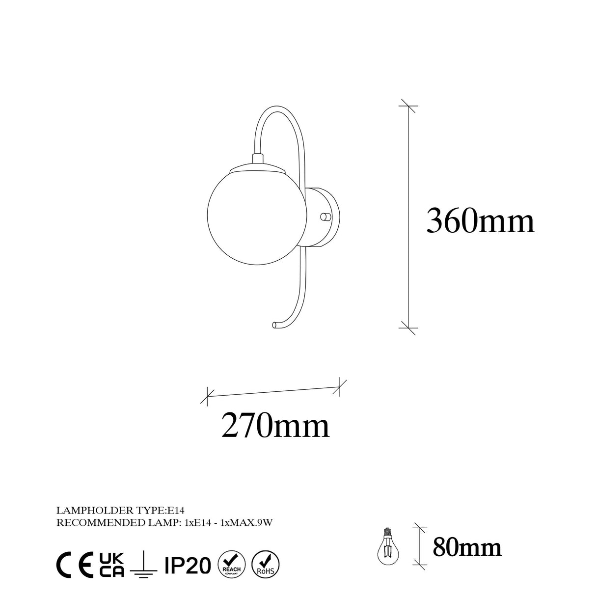 Wall lamp Gold Clear Glass Lucent