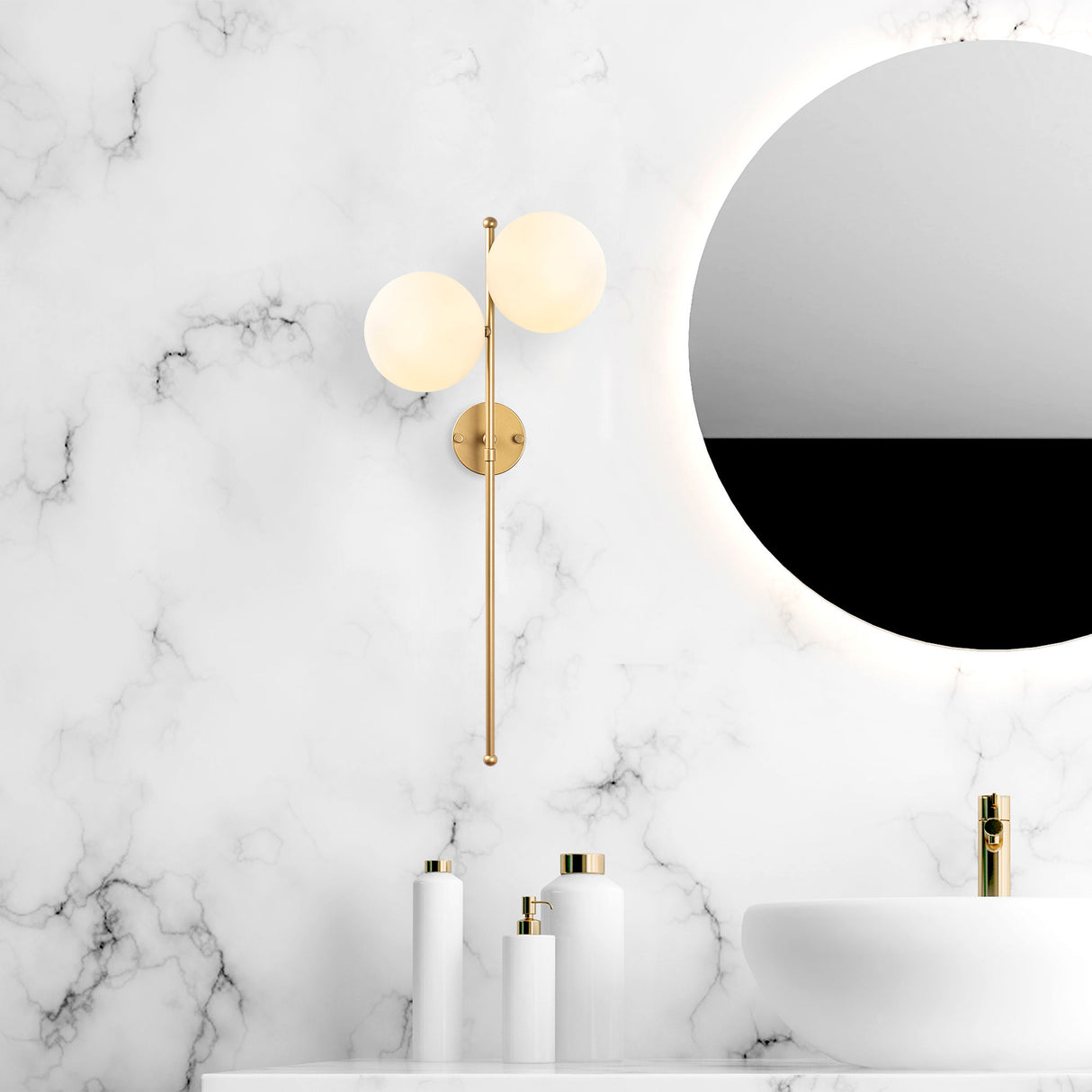 Wall lamp 2-light Gold Glass Radiance