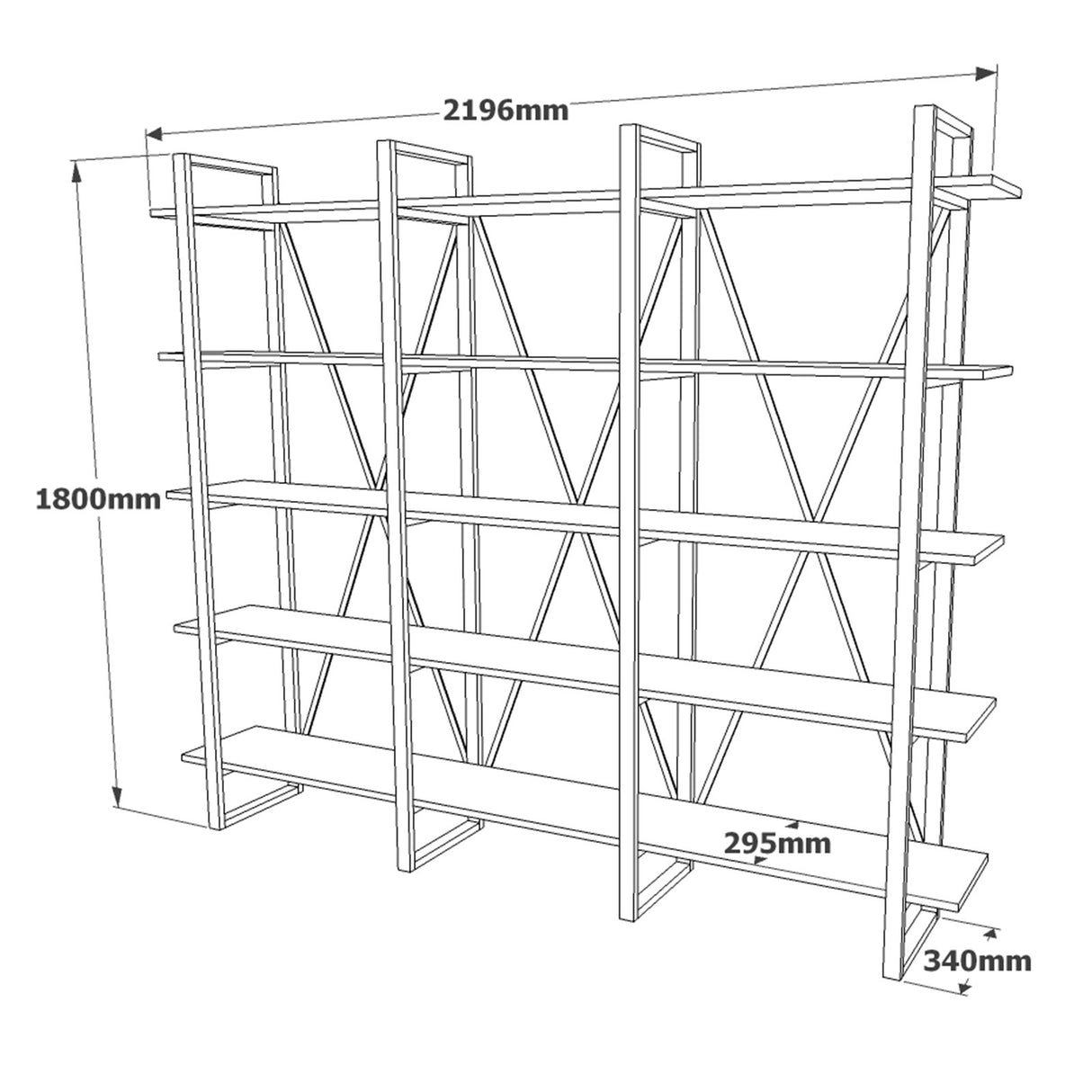 Boekenkasten - Boekenkast Lyra Atlantisch Dennenhout Melamine 219,6x180x34 cm - Dimehouse