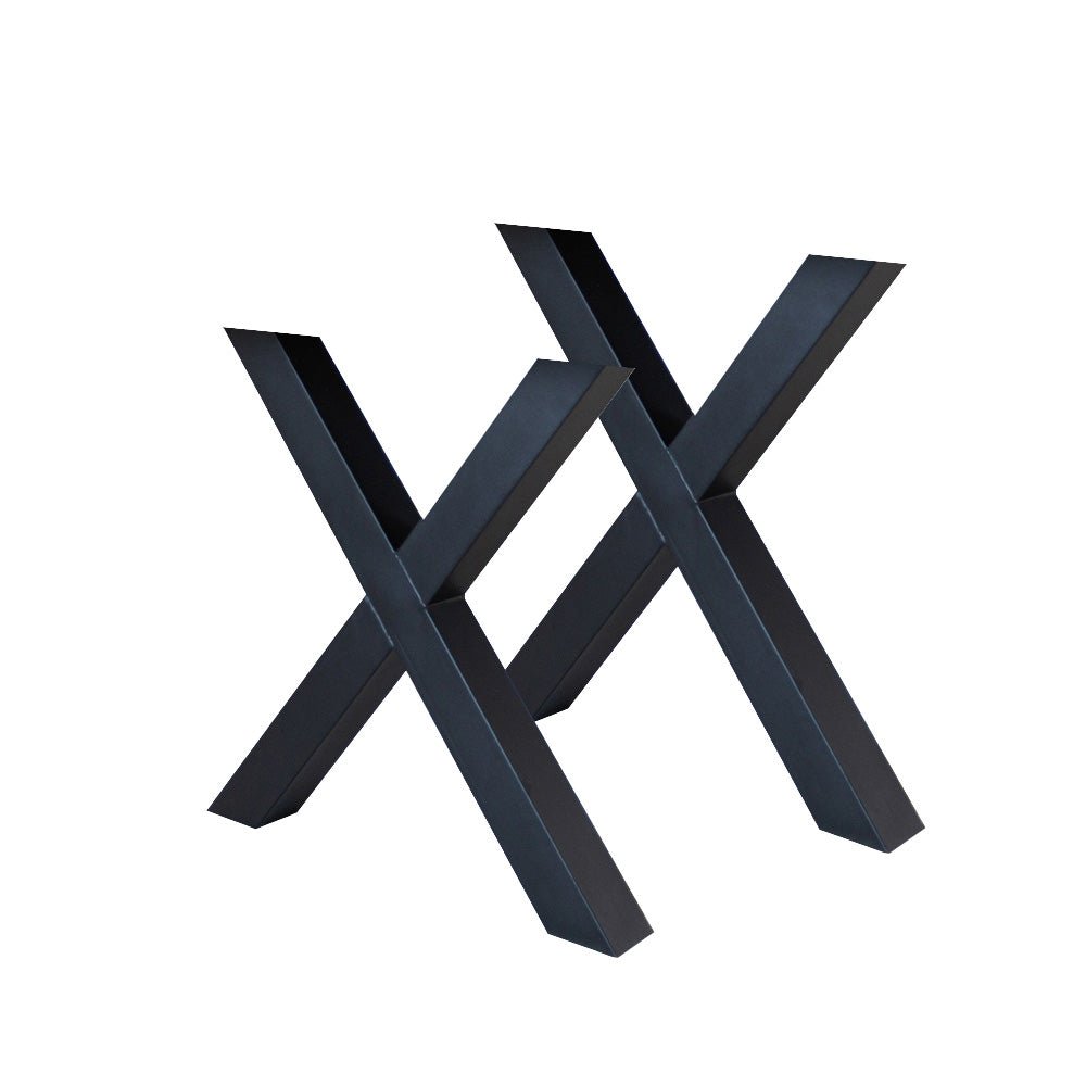 Set of 2 Table Legs X-leg Black Metal