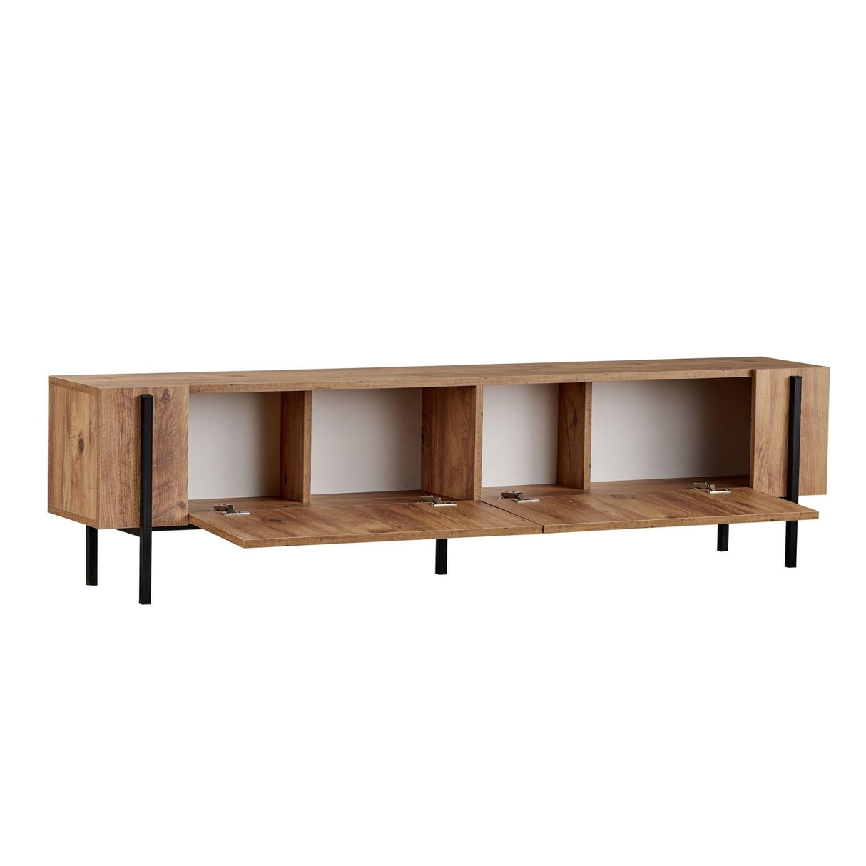 Nexus tv-meubel eikenlook met zwart 180 cm Atlantic Pine eikenlook en zwart Melamine gecoat houtcomposiet