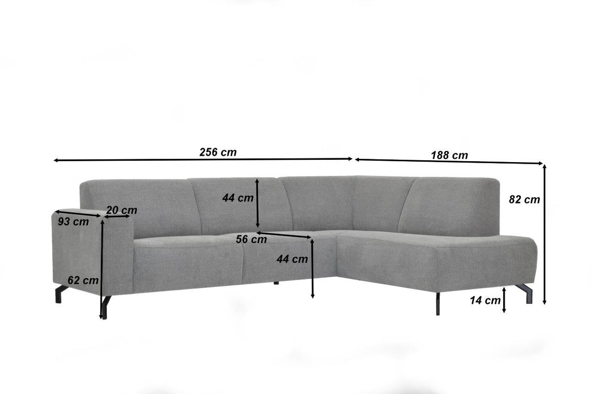 Verona Industrial Corner Sofa Fabric Gray Right