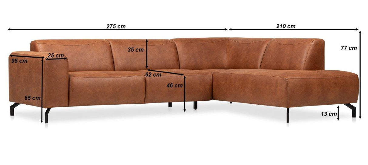 Industrial corner sofa anthracite robust eco-leather Barin - left