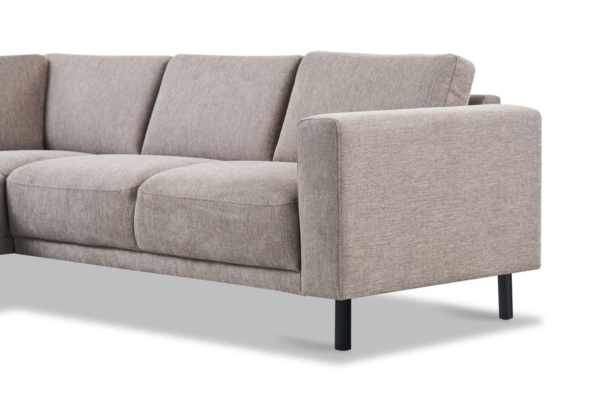 Modern 3-seater Corner Sofa Right Taupe Fabric Aniko with Lounger 240x197x78 cm