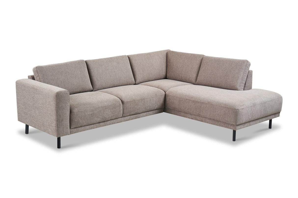 Modern 3-seater Corner Sofa Right Taupe Fabric Aniko with Lounger 240x197x78 cm