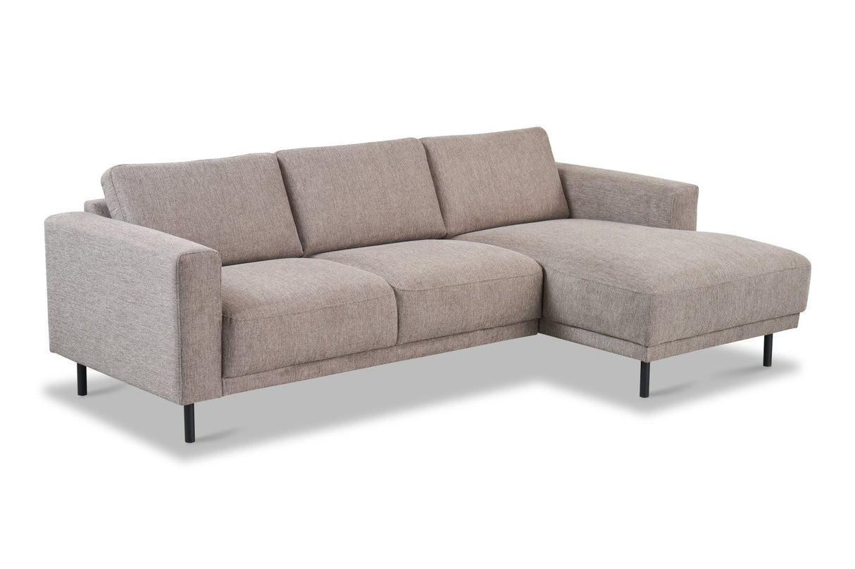 Banken - Moderne Hoekbank Rechts Taupe Stof Aniko met Chaise Longue 238x142x78 cm - Dimehouse