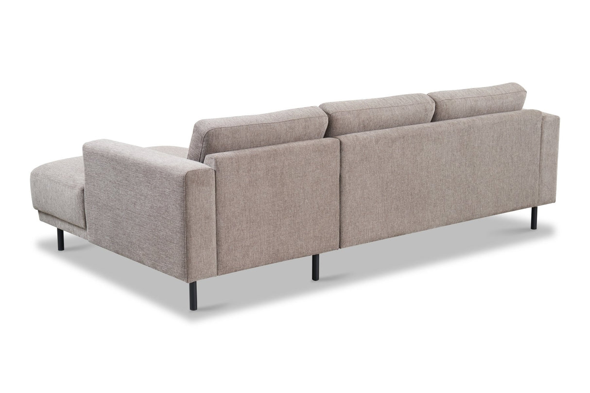 Banken - Moderne Hoekbank Rechts Taupe Stof Aniko met Chaise Longue 238x142x78 cm - Dimehouse