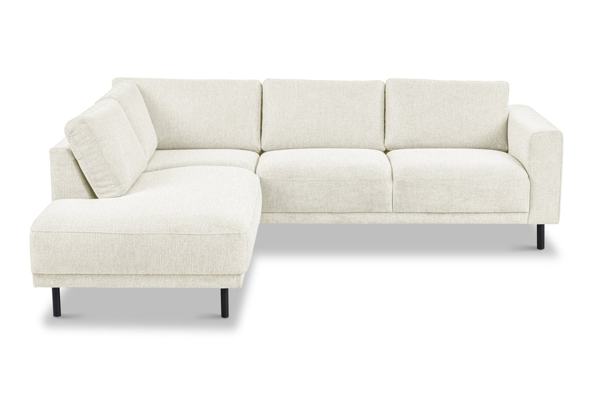 Banken - Moderne 3 - zits Hoekbank Links Beige Stof Aniko met Lounger 240x197x78 cm - Dimehouse