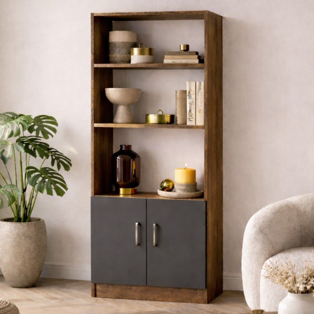 Bookcase Aventur Walnut Anthracite Melamine 63.6x140x37.6 cm