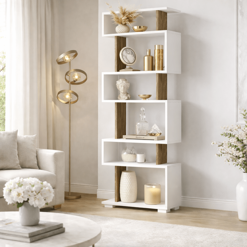 Bookcase block white walnut melamine 60x165x19.5 cm