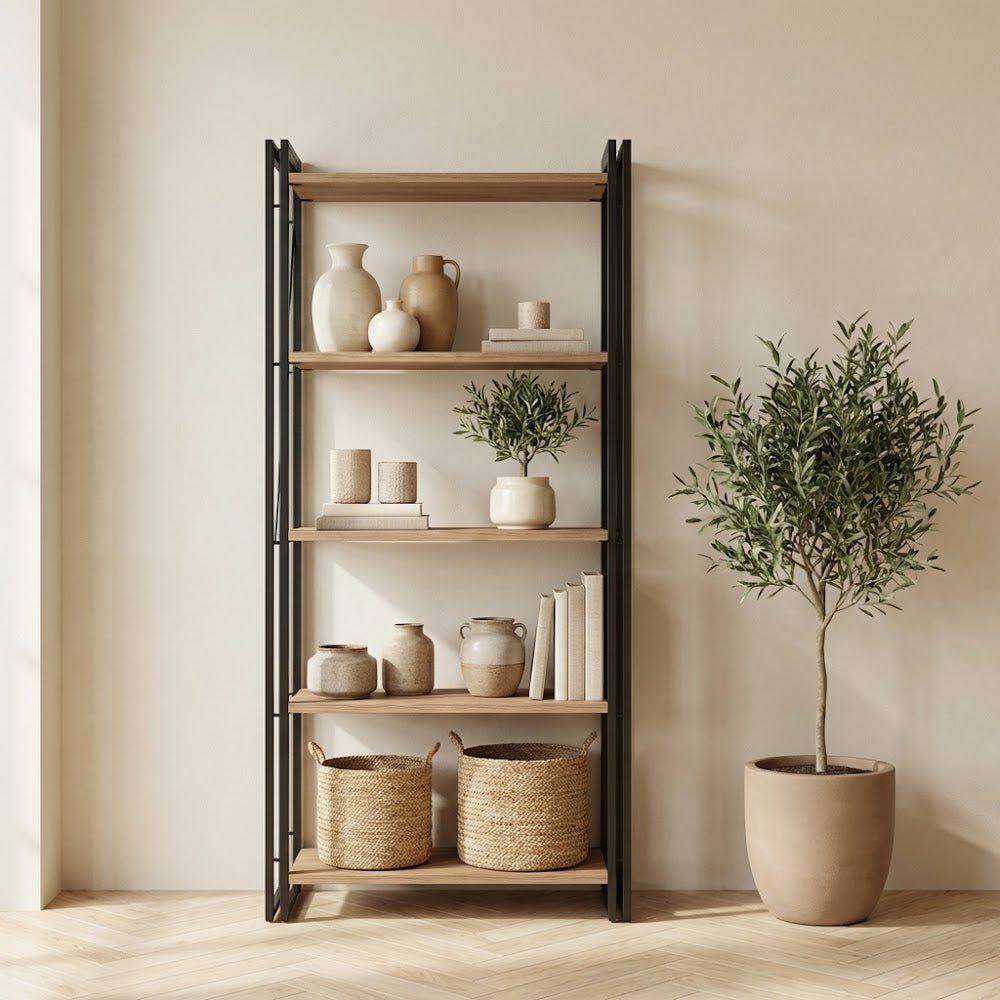 Bookcase Cosmo Atlantic Denhout Black Melamine 60x180x35 cm