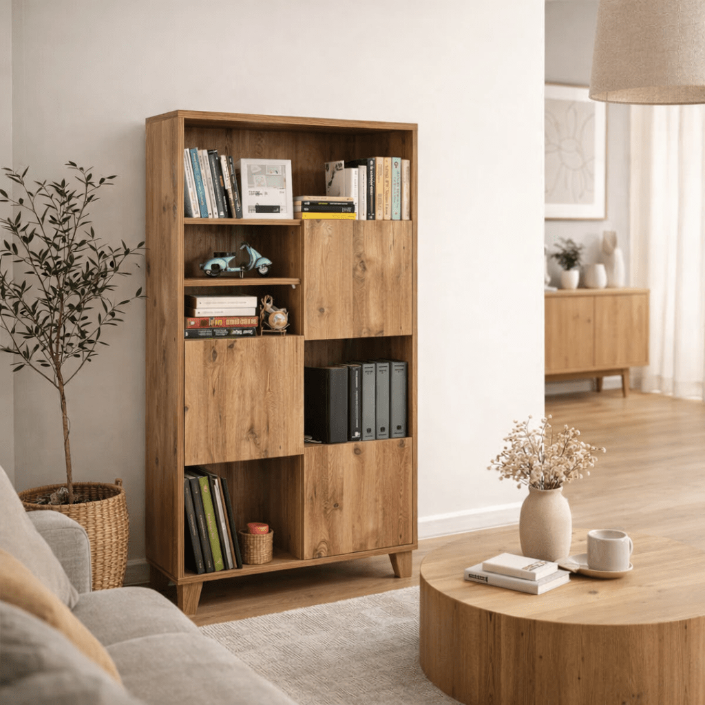Boekenkasten - Boekenkast Marina Flora Atlantisch Dennenhout Melamine 80x155x36 cm - Dimehouse