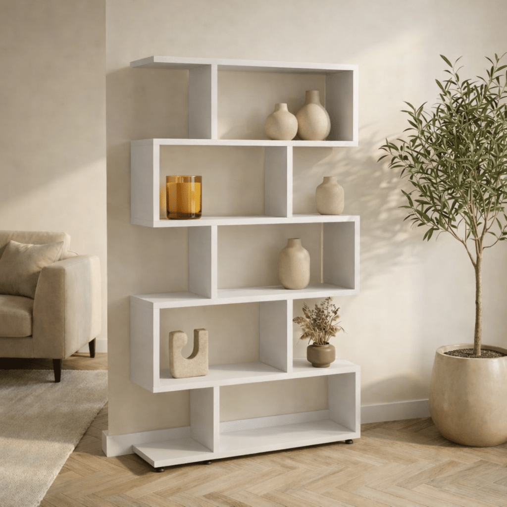 Bookcase Elif white melamine 90x156x20 cm