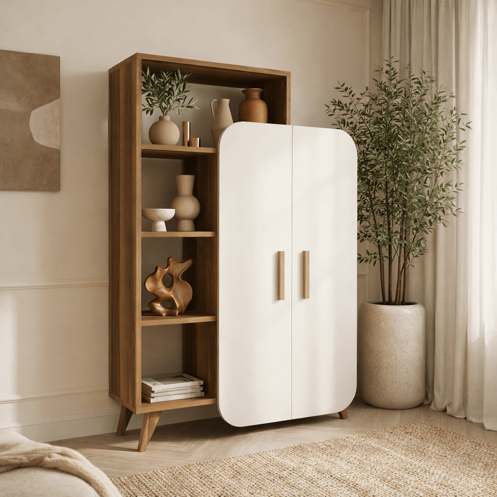 Bookcase Form Walnut White Melamine 90x132x32 cm