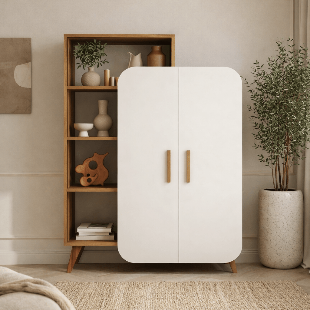 Bookcase Form Walnut White Melamine 90x132x32 cm