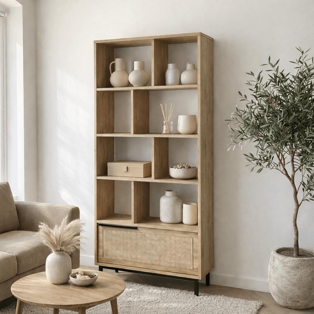 Bookcase cosmos walnut oak melamine 83.9x175.6x29.5 cm