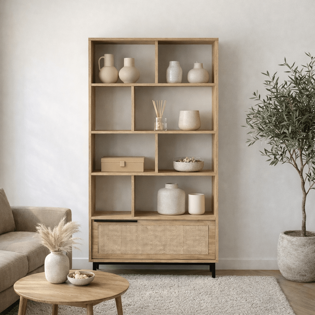 Bookcase cosmos walnut oak melamine 83.9x175.6x29.5 cm