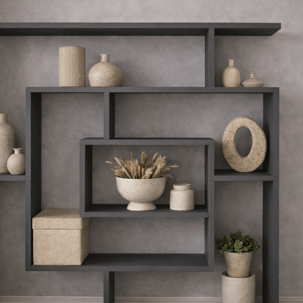 Boekenkasten - Boekenkast Maze Antraciet Melamine 125x129x22 cm - Dimehouse