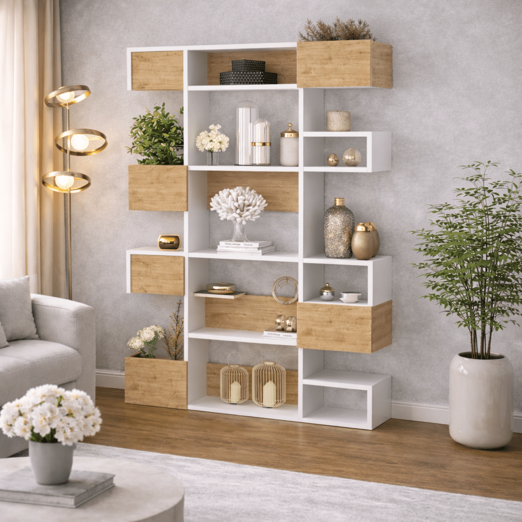 Bookcase niho white oak melamine 120x171x25.3 cm