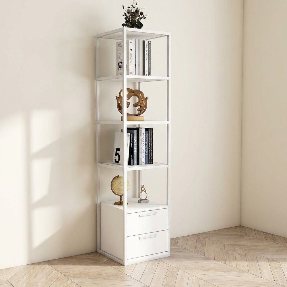 Bookcase Robbins White White Melamine 39x160x39 cm