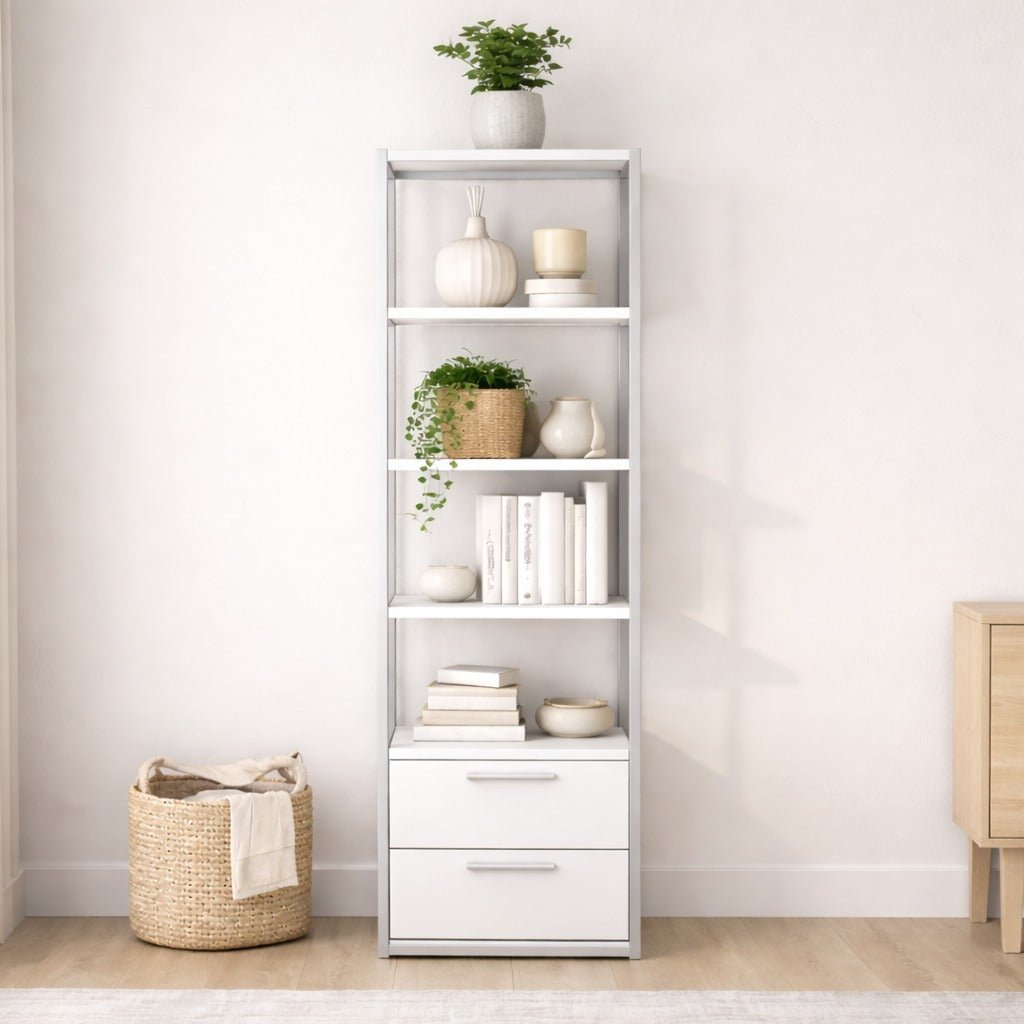 Bookcase Robbins White White Melamine 39x160x39 cm