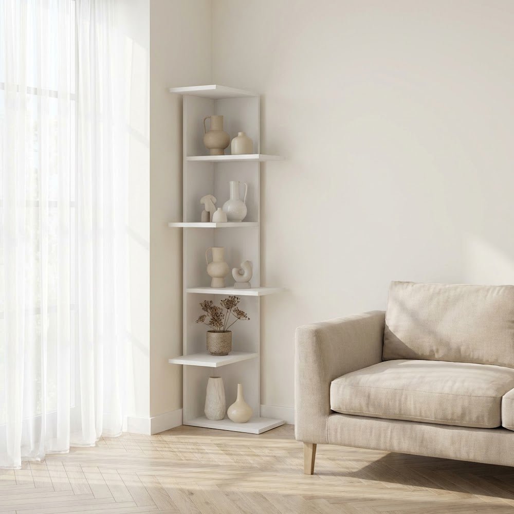 Bookcase SASO White Melamine 37X141X24 CM