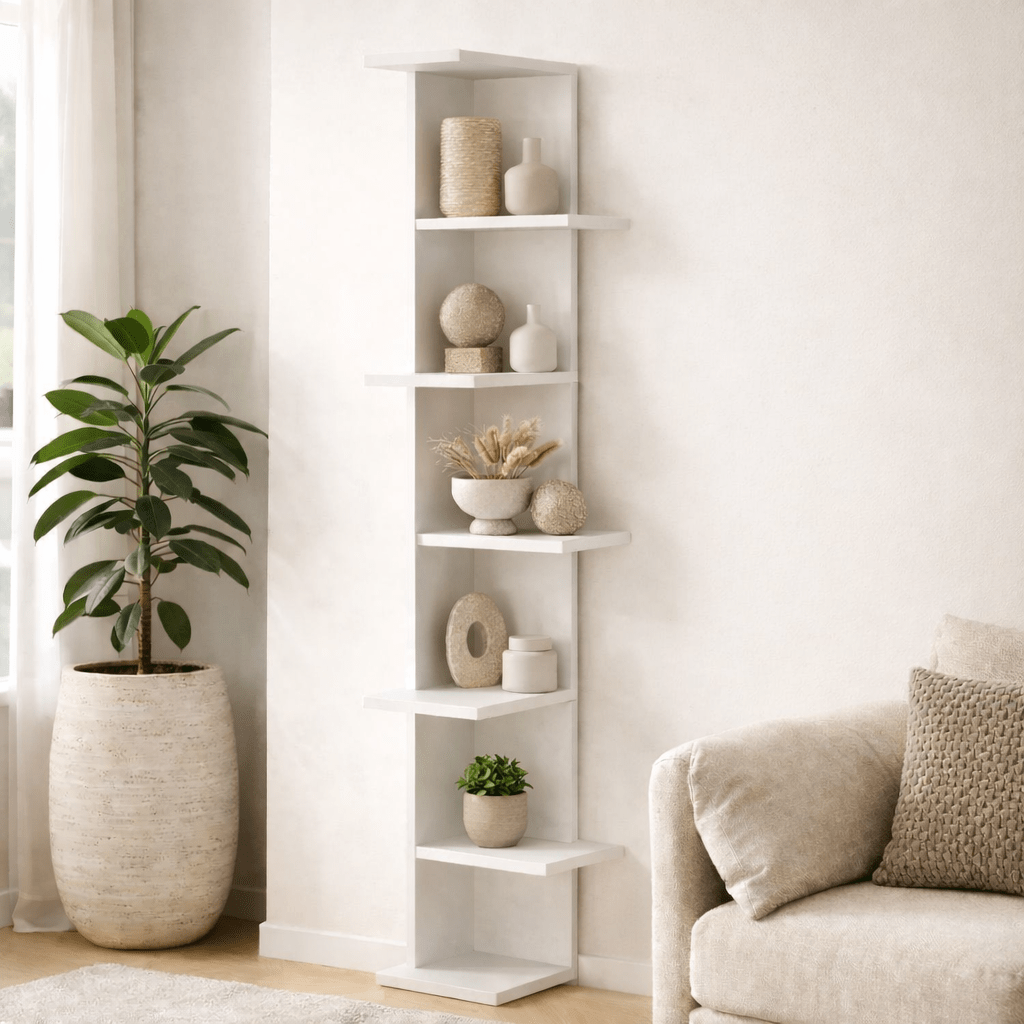 Bookcase SASO White Melamine 37X141X24 CM
