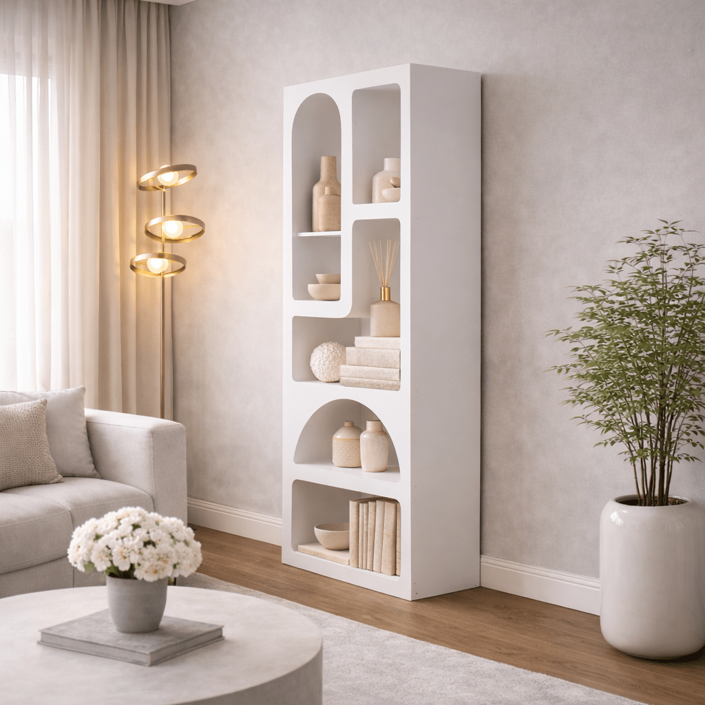 Bookcase Venus white melamine 60x150x32 cm