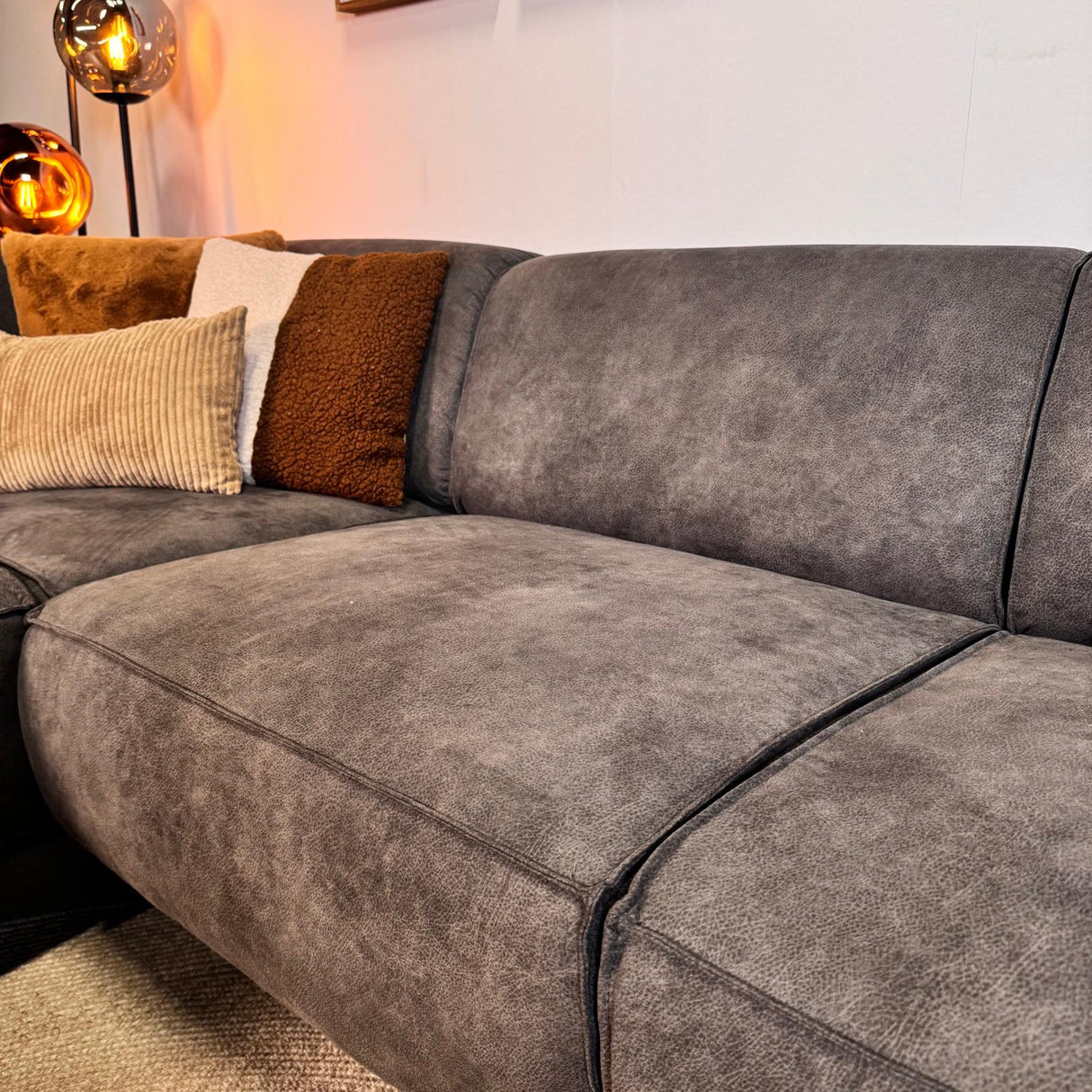 Industrial corner sofa anthracite eco-leather Brisbane - left